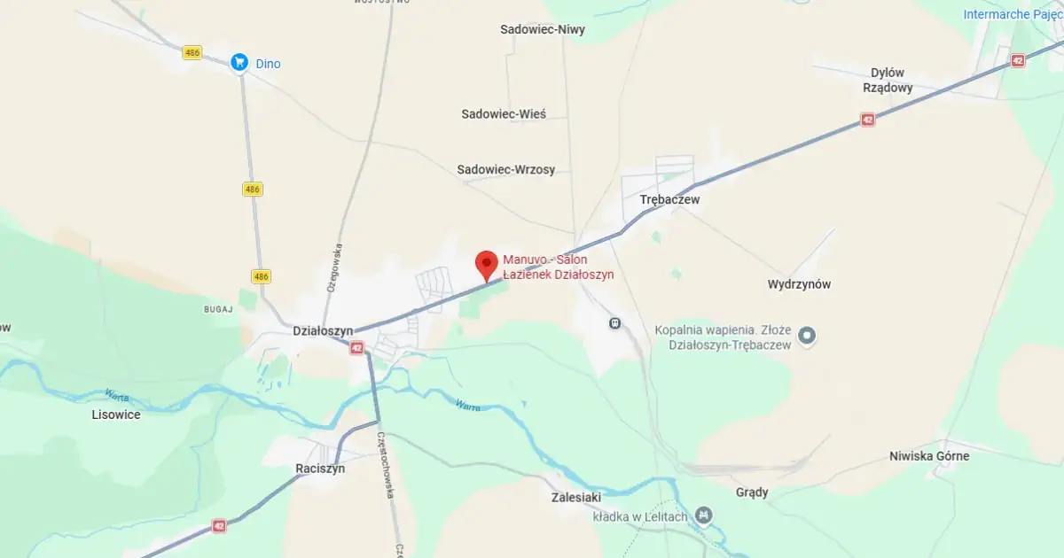 Lokalizacja salonu Łazienki Manuvo - Posmykowizna 36, Działoszyn